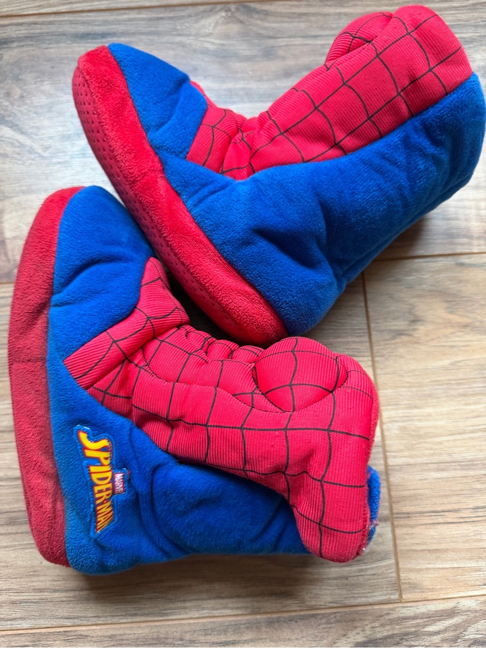 Spiderman Red and Blue Kids Plush Slipper Boots